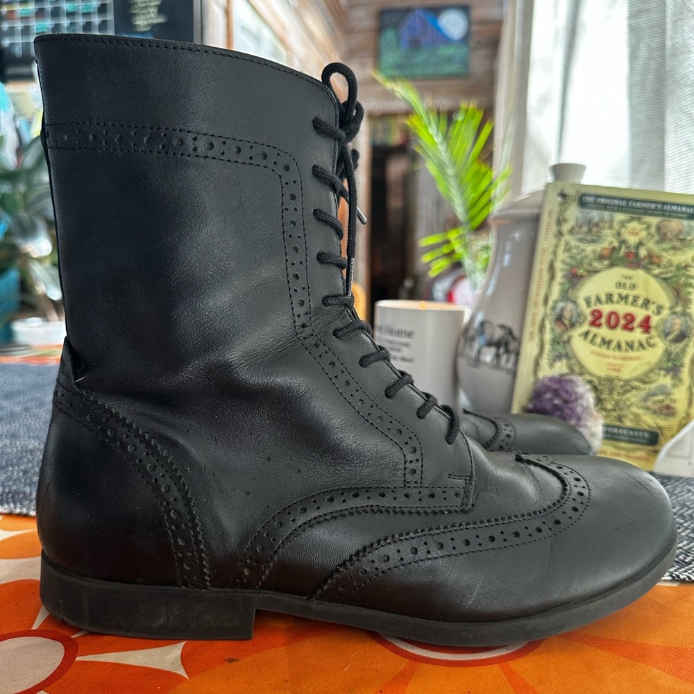 Birkenstock Laramie - 10 - Black Leather Lace Up Zip Up Boot